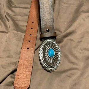 Ariat Belt with Silver & Turquoise Buckle